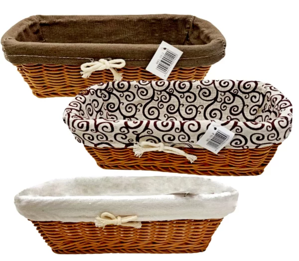 Corbeille à pain fil rotin + tissu long 25cm