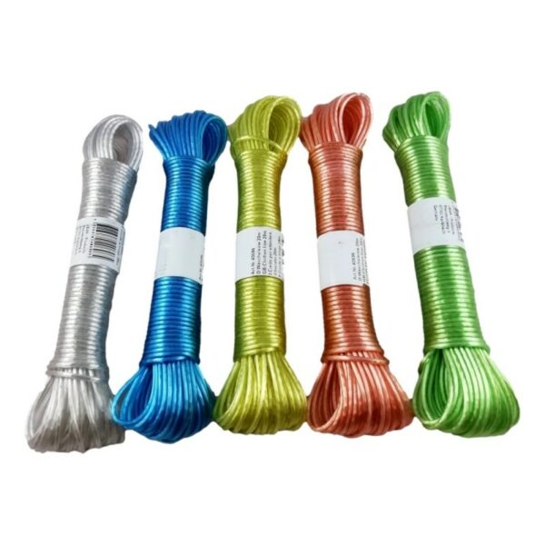 Corde à linge en acier 20m + 2 crochets